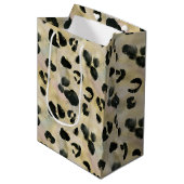 Sac Cadeau Moyen Poster de animal Cheetah Noir, Or (Devant Angle)