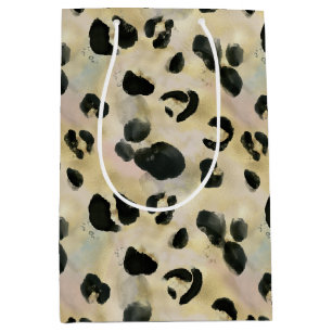 Sac Cadeau Moyen Poster de animal Cheetah Noir, Or