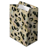 Sac Cadeau Moyen Poster de animal Cheetah Noir, Or (Dos Angle)