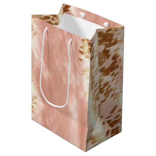 Sac Cadeau Moyen Poster de animal de vache rose (Devant Angle)