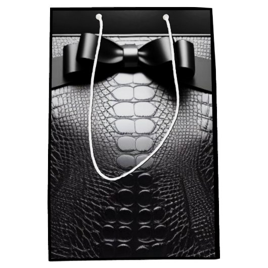 Sac Cadeau Moyen Poster de animal noir/Bow/Cadeau (Devant)
