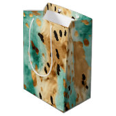 Sac Cadeau Moyen Poster de animal noir Turquoise or (Dos Angle)