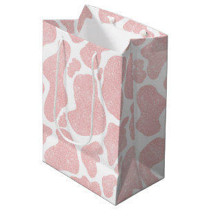 Sac Cadeau Moyen Poster de animal rose Gold White Gros Spots de vac