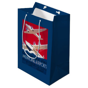 Sac Cadeau Moyen Poster vintage municipal d'aéroport de New York