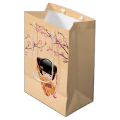 Sac Cadeau Moyen Poupée Ume Kokeshi - Japonaise Geisha Girl Jaune (Devant Angle)