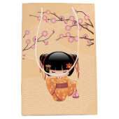 Sac Cadeau Moyen Poupée Ume Kokeshi - Japonaise Geisha Girl Jaune (Devant)