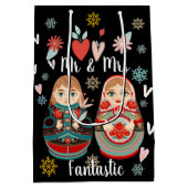 Sac Cadeau Moyen Poupées russes Matryoshka M & Mme Snowflakes (Dos)