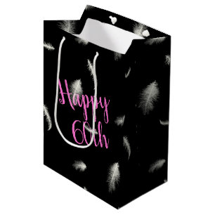 Sac cadeau moyen pour 60 ans avec plumes