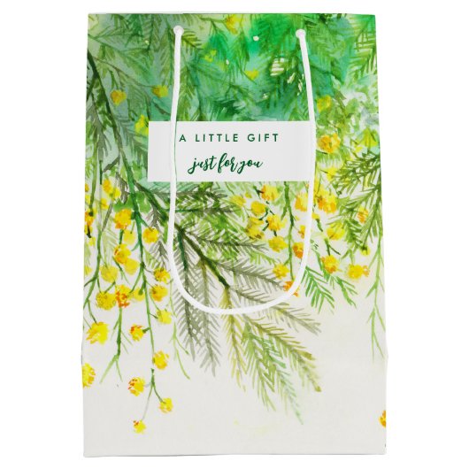 Sac Cadeau Moyen Pour Vous Yellow Mimosa Aquarelle Peinture (Dos)