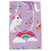 Sac Cadeau Moyen Pourpre mignon d'arc-en-ciel de licorne (Devant)