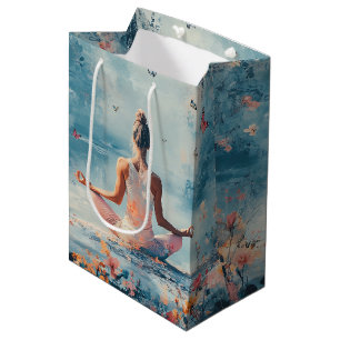 Sac Cadeau Moyen Prairie du Coucher de Soleil Méditation avec Papil
