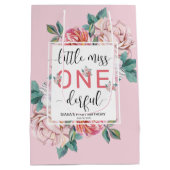 Sac Cadeau Moyen Premier anniversaire de la floraison rose (Dos)