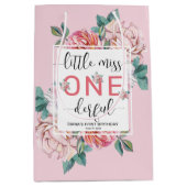 Sac Cadeau Moyen Premier anniversaire de la floraison rose (Devant)