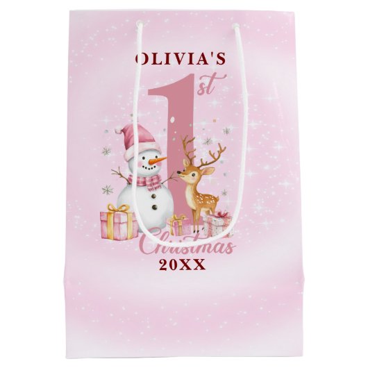 Sac Cadeau Moyen Premier bonhomme de neige de Noël pour bébé person (Dos)