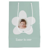 Sac Cadeau Moyen Première anniversaire marguerite boho rétro terrac (Dos)