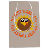 Sac Cadeau Moyen première dinde mignonne Fête de Thanksgiving (Devant)