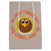 Sac Cadeau Moyen première dinde mignonne Fête de Thanksgiving (Dos)