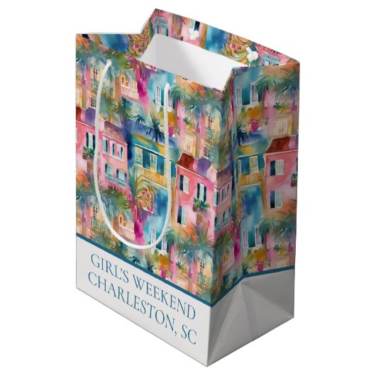 Sac Cadeau Moyen Preppy Charleston Maisons Personnalisées (Dos Angle)