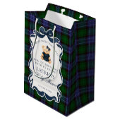Sac Cadeau Moyen Preppy Coquette Bow Bear Plaid Baby Shower Favors (Dos Angle)
