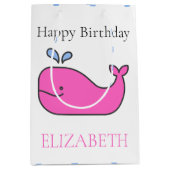 Sac Cadeau Moyen Preppy Pink et Blue Whales et Pois (Devant)