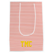 Sac Cadeau Moyen Preppy Stripe INITIALS orange blanc jaune moderne (Dos)