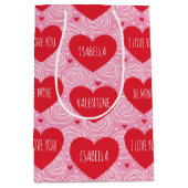 Sac Cadeau Moyen Pretty Love Heart Custom Text Modern Valentines (Devant)
