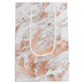 Sac Cadeau Moyen Pretty Rose Gold White Glitzy Marble (Dos)