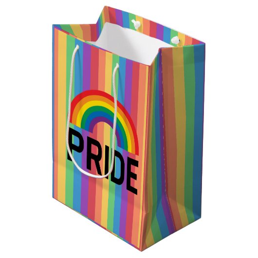 Sac Cadeau Moyen Pride arc-en-ciel (Devant Angle)