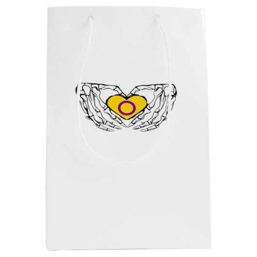 Sac Cadeau Moyen Pride Intersex Skeleton Halloween Goth Heart Class (Devant)