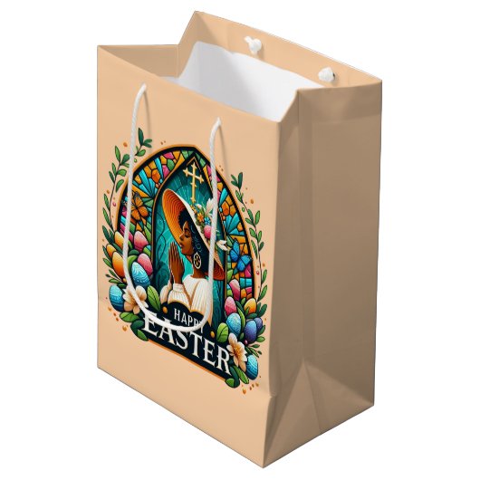 Sac Cadeau Moyen Prier Une Africaine Américaine Femme Religieuse Pâ (Devant Angle)