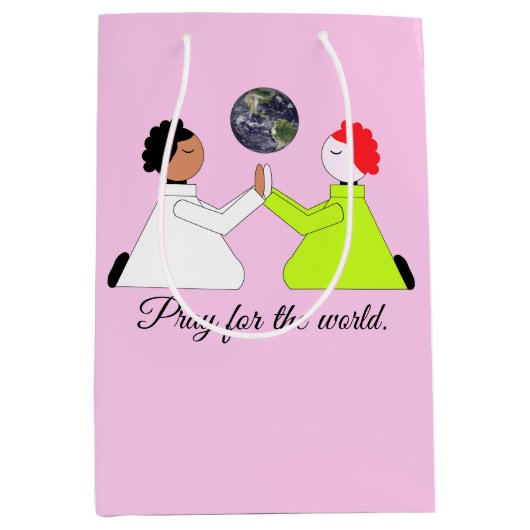 Sac Cadeau Moyen Priez pour le monde : Lavande (Devant)