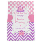 Sac Cadeau Moyen Princesse Anniversaire Merci rose et violet (Dos)