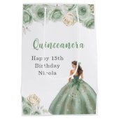 Sac Cadeau Moyen Princesse dans une robe verte Sage Quinceanera (Dos)