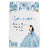 Sac Cadeau Moyen Princesse en Robe Bleue Quinceanera Anniversaire (Dos)