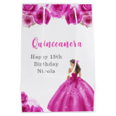 Sac Cadeau Moyen Princesse en Robe Rose Chaude Quinceanera (Dos)