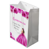 Sac Cadeau Moyen Princesse en Robe Rose Chaude Quinceanera (Dos Angle)