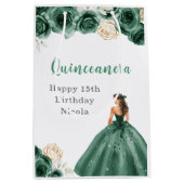 Sac Cadeau Moyen Princesse en Robe Vert foncé Quinceanera (Devant)