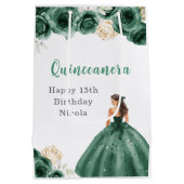 Sac Cadeau Moyen Princesse en Robe Vert foncé Quinceanera (Dos)