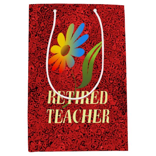 Sac Cadeau Moyen Professeur retraité, Conception de la marguerite a (Devant)