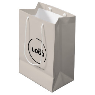Sac Cadeau Moyen Professionnel Moderne Logo d'entreprise Beige