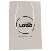Sac Cadeau Moyen Professionnel Moderne Logo d'entreprise Beige (Devant)