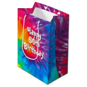 Sac Cadeau Moyen Psychedelic Tie Dye 60e anniversaire (Devant Angle)