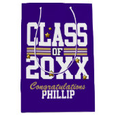Sac Cadeau Moyen Purple|Gold Graduated Class Year (Devant)