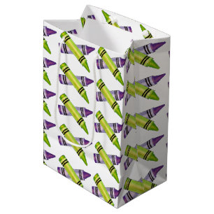 Sac Cadeau Moyen Purple Green Crayon Art Fournitures Enseignant Art