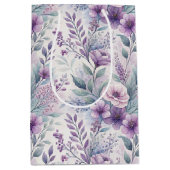 Sac Cadeau Moyen Purple, Pink, Lavender Floral  (Devant)