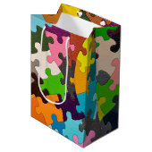 Sac Cadeau Moyen puzzle coloré (Devant Angle)