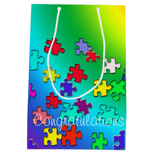 Sac Cadeau Moyen Puzzles multicolores (Dos)