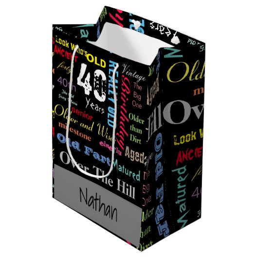 Sac Cadeau Moyen quarantième Étape importante du joyeux (Devant Angle)