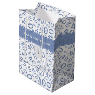 Sac Cadeau Moyen Quarantième motif heureux de nombre d'anniversaire
