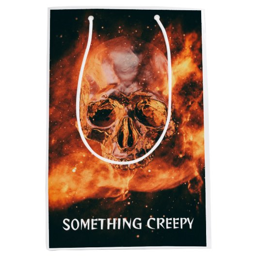 Sac Cadeau Moyen Quelque chose de Déplaisant. Crâne flamboyant dans (Devant)